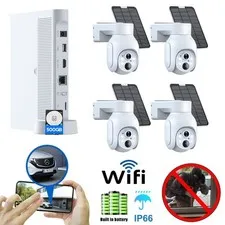 4MP Solar Battery Powered Wireless Security Camera System WiFi Outdoor 2-Audio