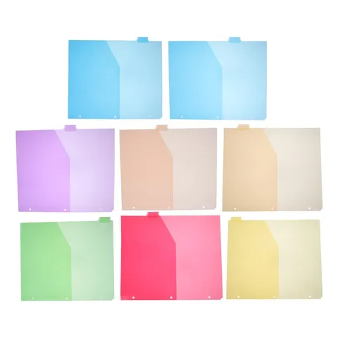 8pcs Plastic Binder Dividers with Pockets, 3-Hole Punched, Sturdy & Colorful