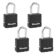 Heavy-Duty Outdoor Padlock 4-Pack, Keyed Security Lock, Weather-Resistant, Durab