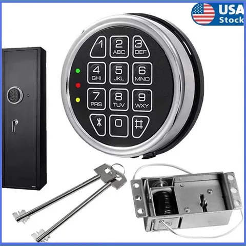Safes Lock Replacement Chrome Keypad Safe Electronic Lock Solenoid 2 Key Set