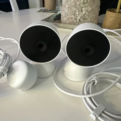 2 Google Nest Cams 2nd Gen GJQ9T White Snow
