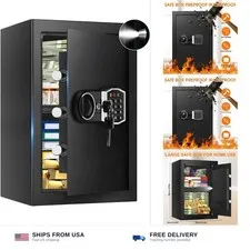 3.4 Cub Large Safes for Home, Security Fire Safe Box with Spare Keys, Alarm S...