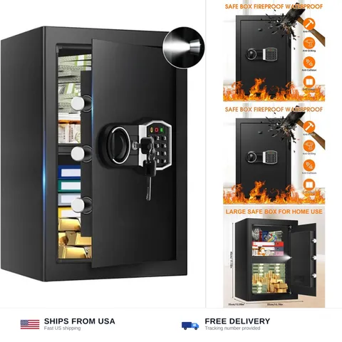 3.4 Cub Large Safes for Home, Security Fire Safe Box with Spare Keys, Alarm S...