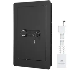 25.59" In-Wall Safe with Keypad, LED Light, Alarm & 3 Shelves