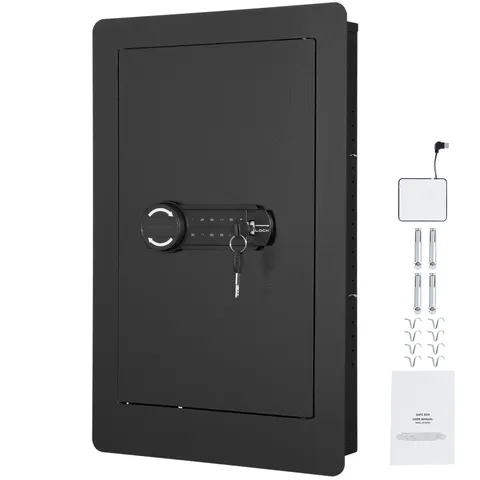 25.59" In-Wall Safe with Keypad, LED Light, Alarm & 3 Shelves