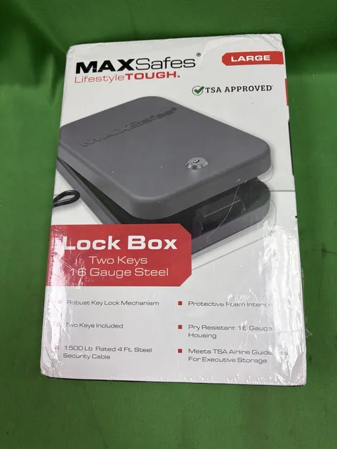 Max Safes Large 16 Gauge Steel Portable Safe Box With Keyed Access New (E13)