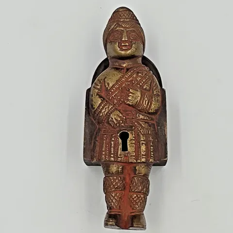 PAINTED REDDISH BRASS Handmade Vintage Style Brass Soldier Shape Padlock No Key