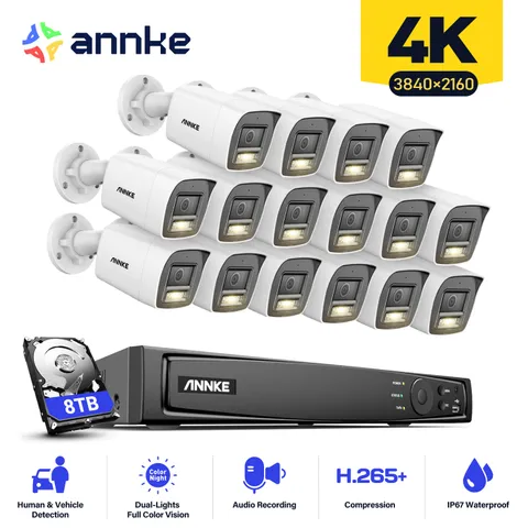 ANNKE 12MP 16CH NVR 4K PoE Security IP Camera System Color Night Audio Recording