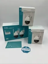 DEKCO 2Packs  2K Wifi Outdoor Security Cameras Pan-Tilt 360° View  3MP Surveilla