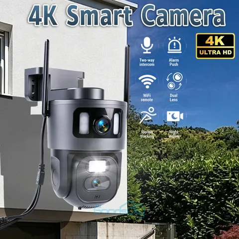 Wireless Dual-Lens Security Camera 360° Pan Tilt AI Auto Tracking 2.4G/5G 4K Cam