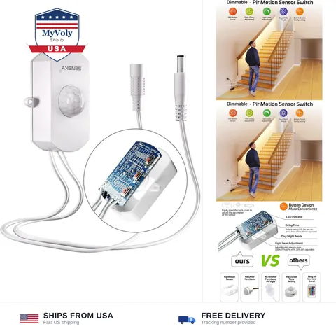 SENSKY BS010BW Motion Sensor Light Switch - 12V 24V DC 3A Dimmable PIR Infrar...