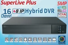 SuperLive Plus 5MP 1080p 16CH HD Analog Hybrid DVR 2xSATA H.265 NDAA Compliant