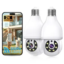2K Light Bulb Security Camera 5G&2.4G WiFi Security Cameras Wireless Outdoor ...
