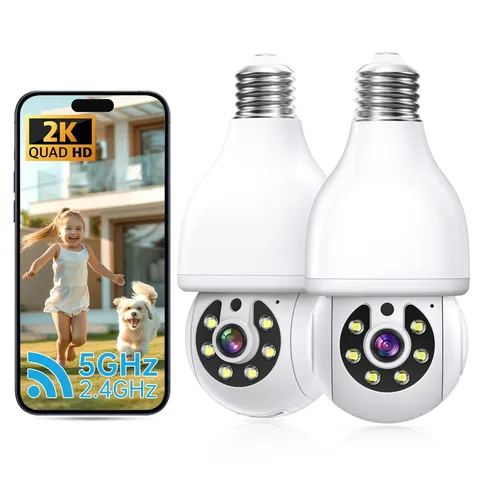 2K Light Bulb Security Camera 5G&2.4G WiFi Security Cameras Wireless Outdoor ...