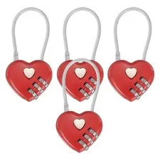 4-Pack Combination Locker Lock, 3 Digit Padlock for Gym/Luggage [Red]