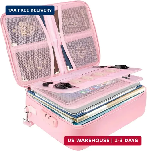 BALEINE Fireproof Document Box with Lock, Portable Fireproof Document Bag Waterp