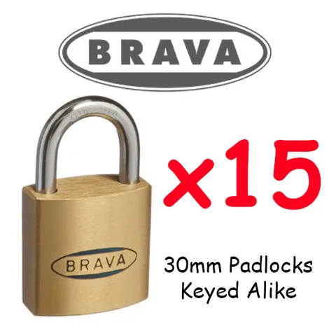Padlocks x15  KEYED ALIKE BRAVA 30mm  High quality BULK LOT