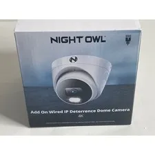 Night Owl 4K Wired IP Deterrence Dome Camera Add-On White FLEX Protect NDAA New