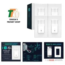 4 Pack Indoor Motion Sensor Light Switches | 180° Detection & Manual/Auto Modes