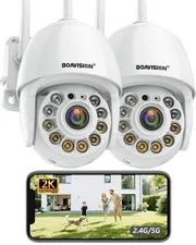 2K Security Camera Outdoor, 2Pack Wireless WiFi IP Camera Home Security Syste...