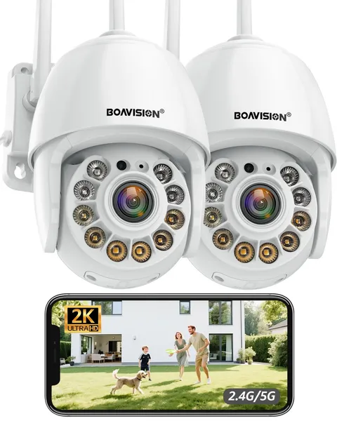 2K Security Camera Outdoor, 2Pack Wireless WiFi IP Camera Home Security Syste...
