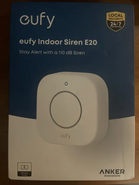 eufy Indoor Siren E20, Loud 110 dB Alarm for Whole-Floor Coverage, White