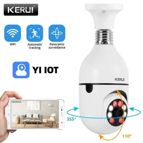 E27 Light Bulb 2MP WiFi Camera Remote View Home Indoor Security Surveillance Cam