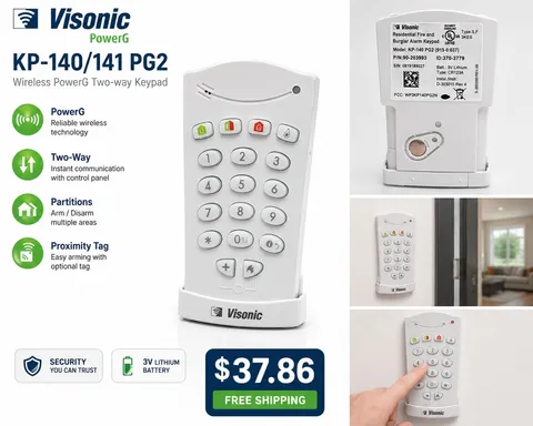 Visonic KP-140/141 PG2 POWER G REMOTE 2-WAY KEYPAD
