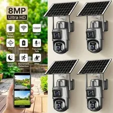 Solar Battery Powered Wireless WiFi Outdoor Pan/Tilt Home Security Camera System