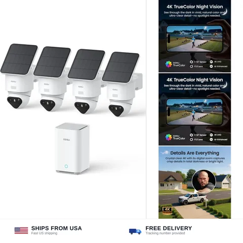 aosu T2 Ultra 4K Security Camera Wireless Outdoor, 360° AI Triple Detection |...