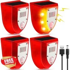 Qualirey 4 Pcs Solar Motion Alarm Detector Barking Dog