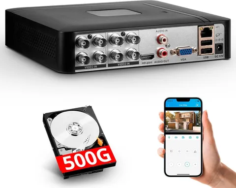 4/8 Channel H.265+ DVR 1080P HD with 500GB Hard Drive for Security Camera System