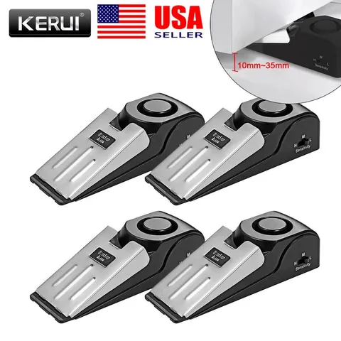 4 Pack Security Door Stop Alarm 120dB Hotel Home Portable Security Safety Tools