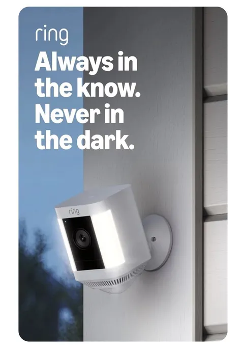 Ring Spotlight Cam Plus Battery - HD Security Camera with Lights - White, New
