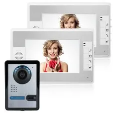 7" Wired LCD Color Video Door Phone Doorbell Home Intercom IR Camera 2 Monitors