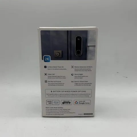 New Arlo 2K Video Doorbell Doorbell Camera Black AVD4001