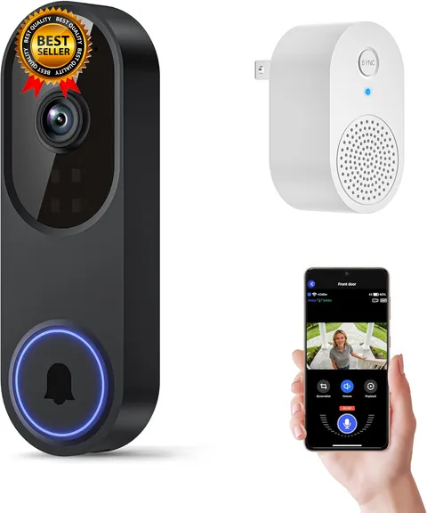 1080P Wireless Wi-Fi Video Doorbell Camera with Two Way Audio, Night Visionn