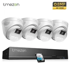POE IP Camera System 8CH NVR Kit Full HD H.265+  Recording IP66 AI Detection