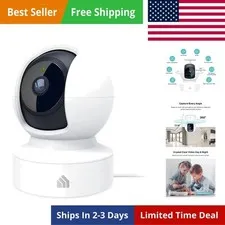 Kasa 2K+ Indoor Pan/Tilt Wired Security Camera - Works as a Baby Monitor & Pe...