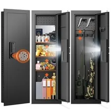 47.24" Fingerprint Wall Hidden Safe,Home Safe with Adjustable Shelves &Alarm