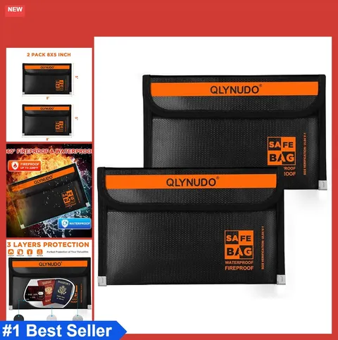 Fireproof Money Bag 2 Pack 8x5 Inch Waterproof Document Pouch for Travel Cruise