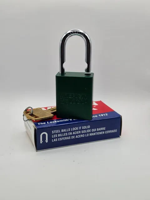 American Lock A1105GRN Green Solid Aluminum Safety Padlock LOTO w/ 2 Keys NIB