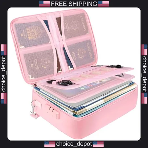 1 Fireproof Waterproof Document Bag with Lock for Important Papers