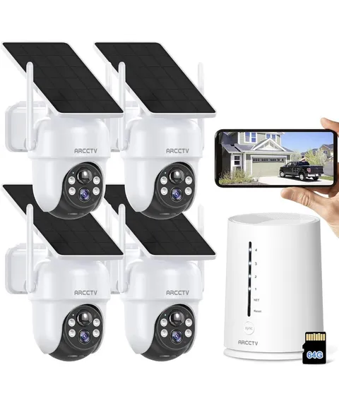 ARCCTV 4-Camera Solar Security System Wireless Wi-Fi Outdoor CCTV Kit