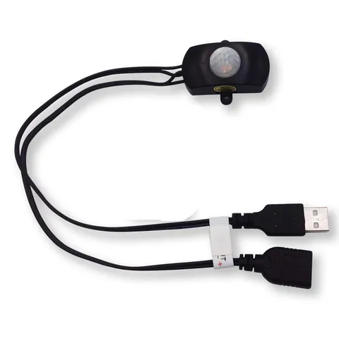 USB 5V DC12-24V 2A PIR Motion Activated Mini Body Without Light Sensor, black