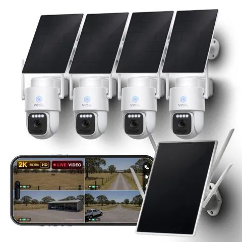 Solar Powered Security Camera System 4G Off-Grid 2K Home NVR Single SIM Kit