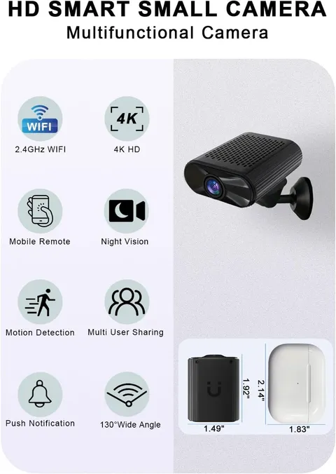 Mini Camera 4K HD Wireless Security Small Camera WiFi 5G 2.4G Night Vision Cam