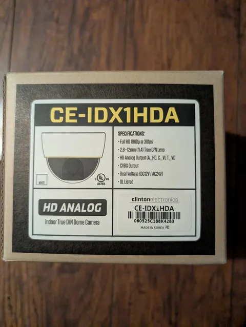 CE-IDX1HDA Clinton Electronics HD Analog Indoor True D/N Dome Camera - 1080p