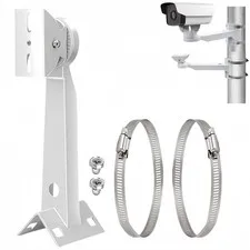 Ivory Weatherproof Metal Corner Pole Mount Bracket 2 Loops 360 Pan 90 Tilt