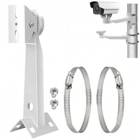 Ivory Weatherproof Metal Corner Pole Mount Bracket 2 Loops 360 Pan 90 Tilt